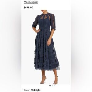 NWOT Mac Duggal Midnight Midi Dress❤️ Winter Wedding Dress & Free Sash💍💒🎁
